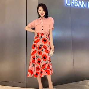 디앤지 2019 SS 포켓 블라우스 플라워 치마 여성 세트