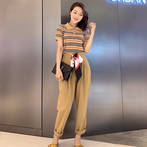 버버리 2019 SS 스트라이프 반팔티 바지 데일리룩 여성 세트