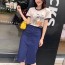 모스키노 2019 SS 라운드넥 반팔티 트임 치마 데일리룩 여성 세트