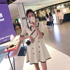 샤넬 2019 SS 카라 러플 하객룩 여성 원피스
