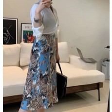 디앤지 2019 SS 카라 블라우스 러플 치마 하객룩 여성 세트