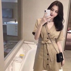 샤넬 2019 SS 포켓 리본벨트 데일리룩 여성 원피스