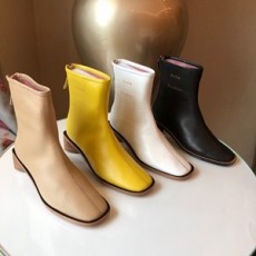 아크네 2019 SS 지퍼장식 레더 여성 쇼트부츠