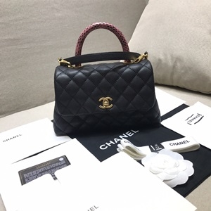 샤넬 2019 SS 캐비어 뱀피 코코 핸들백 블랙 미러급