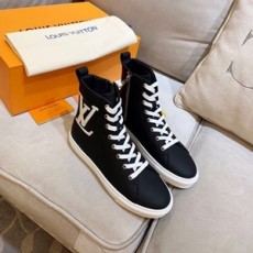루이비통 2019 SS 블랙 로고 레더 하이탑 여성 슈즈