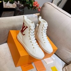 루이비통 2019 SS 화이트 로고 레더 하이탑 여성 슈즈