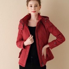 버버리 2019 SS 퀄팅 누빔 벨트 레드 여성 숏패딩