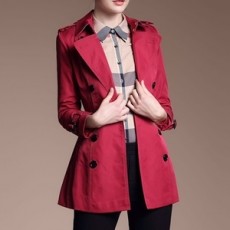 버버리 2019 SS 벨트버클 레드 여성 반코트