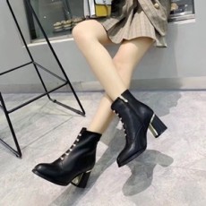 샤넬 2019 SS 지퍼 금속장식 여성 쇼트부츠