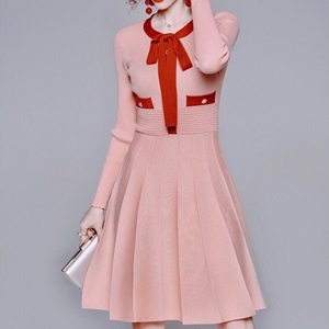 샤넬 2019 SS 리본 투톤 니트 여성 원피스