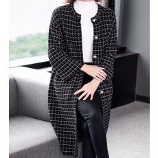 샤넬 2019 SS 체크무늬 포켓 여성 롱코트