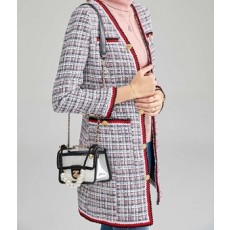 샤넬 2019 SS 트위드 포켓 줄무늬 여성 롱코트