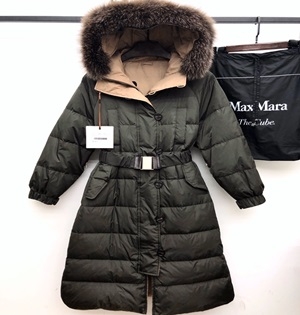 막스마라 2020 SS 여우퍼 벨트 여성 롱패딩
