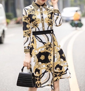 베르사체 2020 SS 캐릭터 로고 여성 원피스