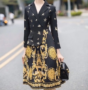 베르사체 2020 SS 캐릭터 투톤 여성 원피스