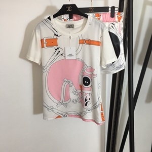 에르메스 2020 SS 캐릭터 실크 반팔티 반바지 여성 세트