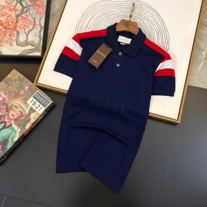 구찌 2020 SS 삼선 로고 카라 남성 반팔티