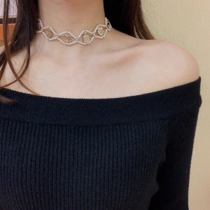 샤넬 2020 SS 진주장식 체인 패치 목걸이