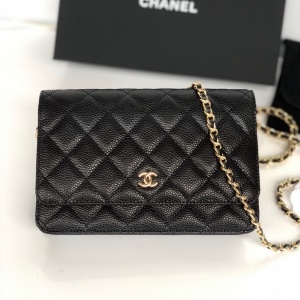 샤넬 2020 SS 캐비어 WOC 블랙 체인 클러치백 커스텀급