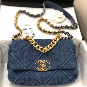 샤넬 2020 SS 19 플랩백 데님 체인로고 제니백 커스텀급
