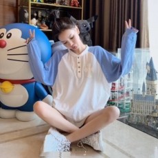 크롬하츠 2020 SS 투톤 로고 여성 케쥬얼 긴팔티