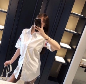 톰브라운 2020 SS 리본장식 라인 여성 반팔셔츠