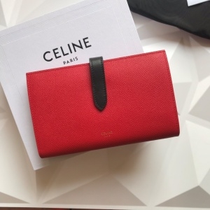 셀린느 2020 SS 버클 똑딱이 레드 여성 중지갑