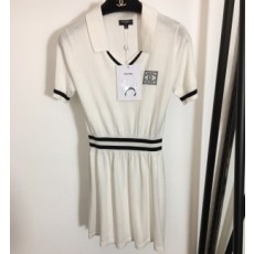 샤넬 2020 SS 라인 카라 주름 여성 원피스