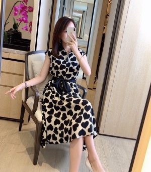 디올 2020 SS 하트무늬 리본 여성 원피스