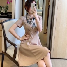 버버리 2020 SS 투톤 체크 여성 원피스