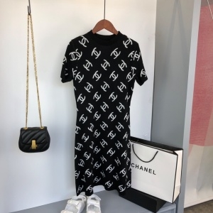 샤넬 2020 SS CC로고 프린트 여성 원피스