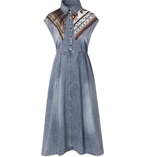 에르메스 2020 SS 테슬장식 데님 여성 원피스