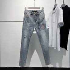베르사체 2020 SS 캐릭터 로고 구제 남성 청바지