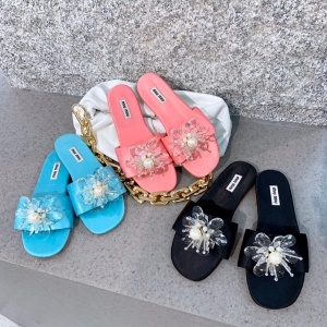 미우미우 2020 SS 플라워 진주 여성 샌들