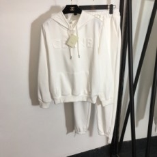 샤넬 2020 SS 각인로고 후드티 바지 여성 세트