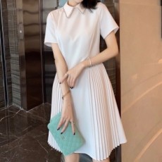 미우미우 2020 SS 큐빅장식 주름 여성 원피스