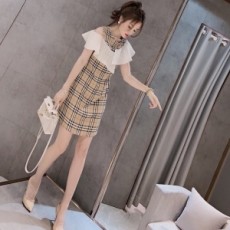 버버리 2020 SS 체크무늬 러플 여성 원피스