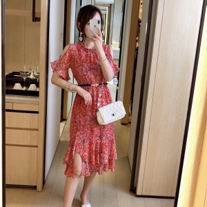 디앤지 2020 SS 플라워 벨트장식 프릴 여성 원피스