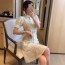 샤넬 2020 SS 플라워 벨트장식 카라 여성 원피스
