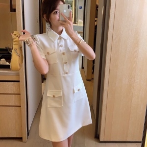 발망 2020 SS 포켓장식 카라 여성 원피스