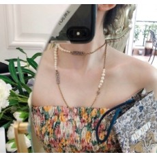 디올 DIOR 2020 SS 진주 큐빅 롱 체인 목걸이