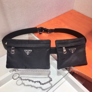 프라다 PRADA 2020 SS 지퍼 버클 체인 힙색 벨트백 커스텀급