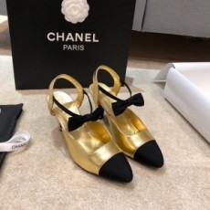 샤넬 CHANEL 2020 SS 투톤 CC로고 리본 여성 하이힐 구두