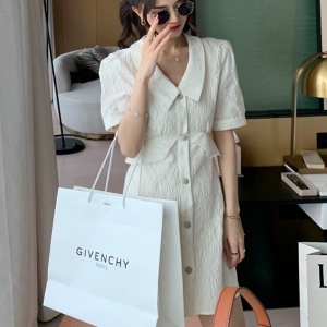 디올 DIOR 2020 SS 카라 러플 퍼프 소매 여성 원피스