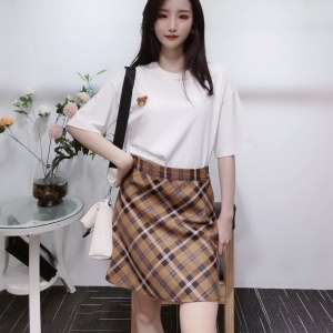모스키노 MOSCHINO 2020 SS 곰돌이 반팔티 체크 스커트 여성 세트