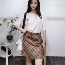 모스키노 MOSCHINO 2020 SS 곰돌이 반팔티 체크 스커트 여성 세트
