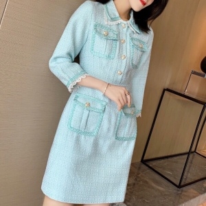 샤넬 CHANEL 2020 SS 레이스 포켓 긴팔 여성 원피스