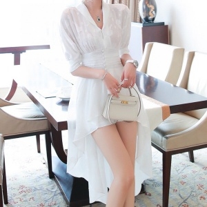 샤넬 CHANEL 2020 SS 러플 5부 퍼프소매 여성 원피스