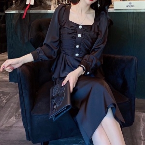 샤넬 CHANEL 2020 SS 프릴 긴팔 러플 트임 여성 원피스