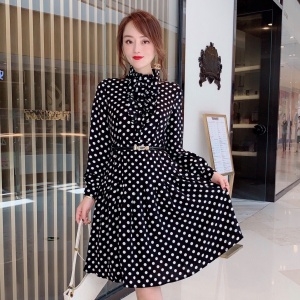 디올 DIOR 2020 SS 땡땡이 프릴 벨트 여성 원피스